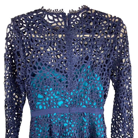 La Mason Talulah Roseate Teal Mini Lace Cocktail Evening Going Out Dress Small - Picture 11 of 12